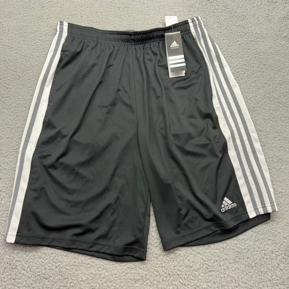 Adidas AA2927 Mens Large Black Climalite Performance 3-Stripe Basketball Shorts